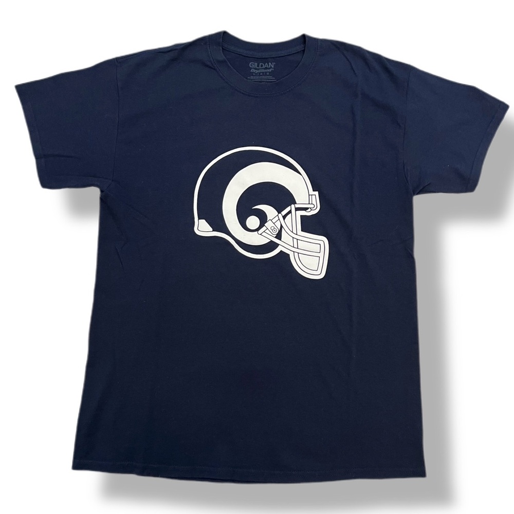 NFL LA Rams Football Helmet Logo T Shirt GILDAN DryBlend Men's LARGE
